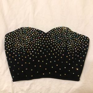 Pins and Needles | Gem Studded Bandeau Top